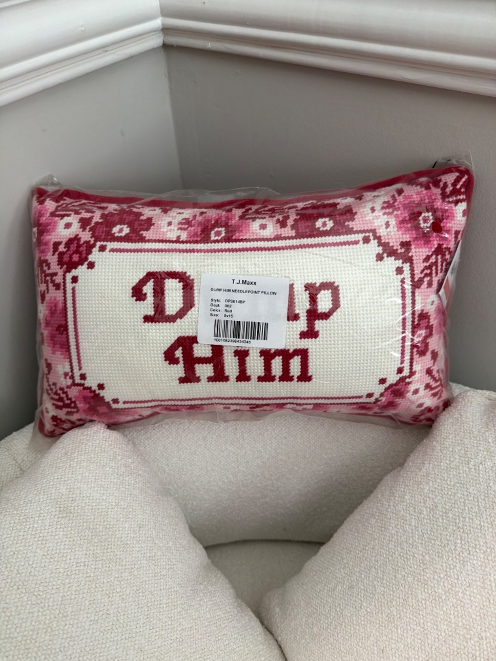 Needlepoint “Dump Him” Throw Pillow - Picture 3 of 3